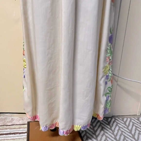 Vintage handmade 1960s 1970s floral embroidered maxi dress - Picture 7 of 8